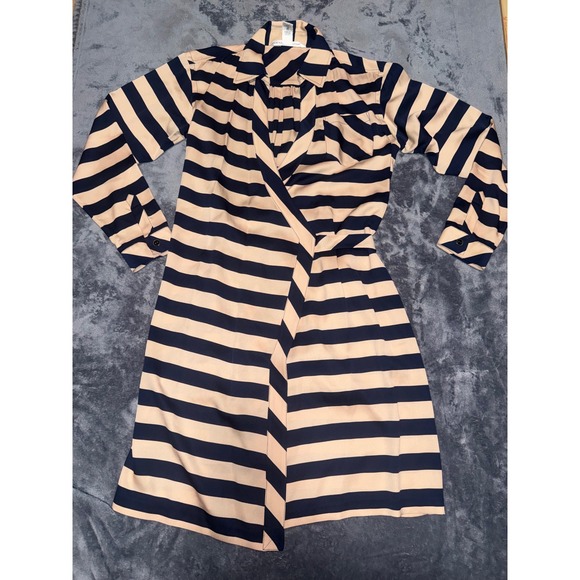 Diane Von Furstenberg Dresses & Skirts - Diane von Furstenberg Helena Silk Wrap Dress Navy Tan Striped D2494306N10 4